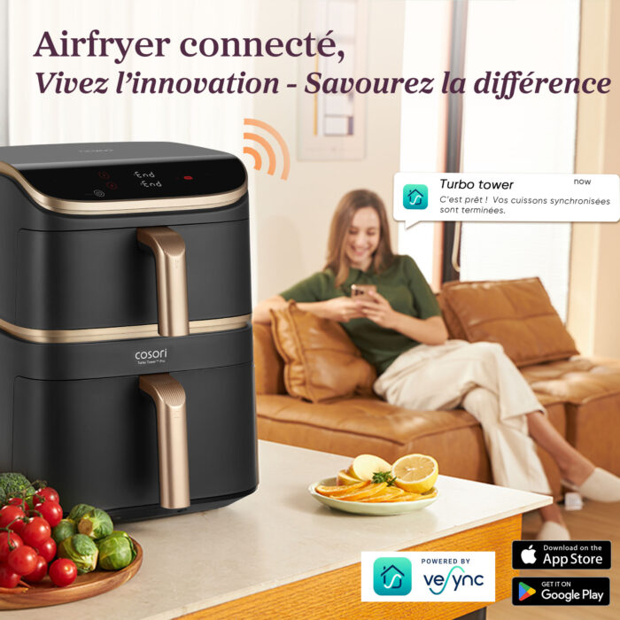 Airfryer Cosori Turbo Tower Pro Smart Chef Edition 10,8L avec revêtement céramique